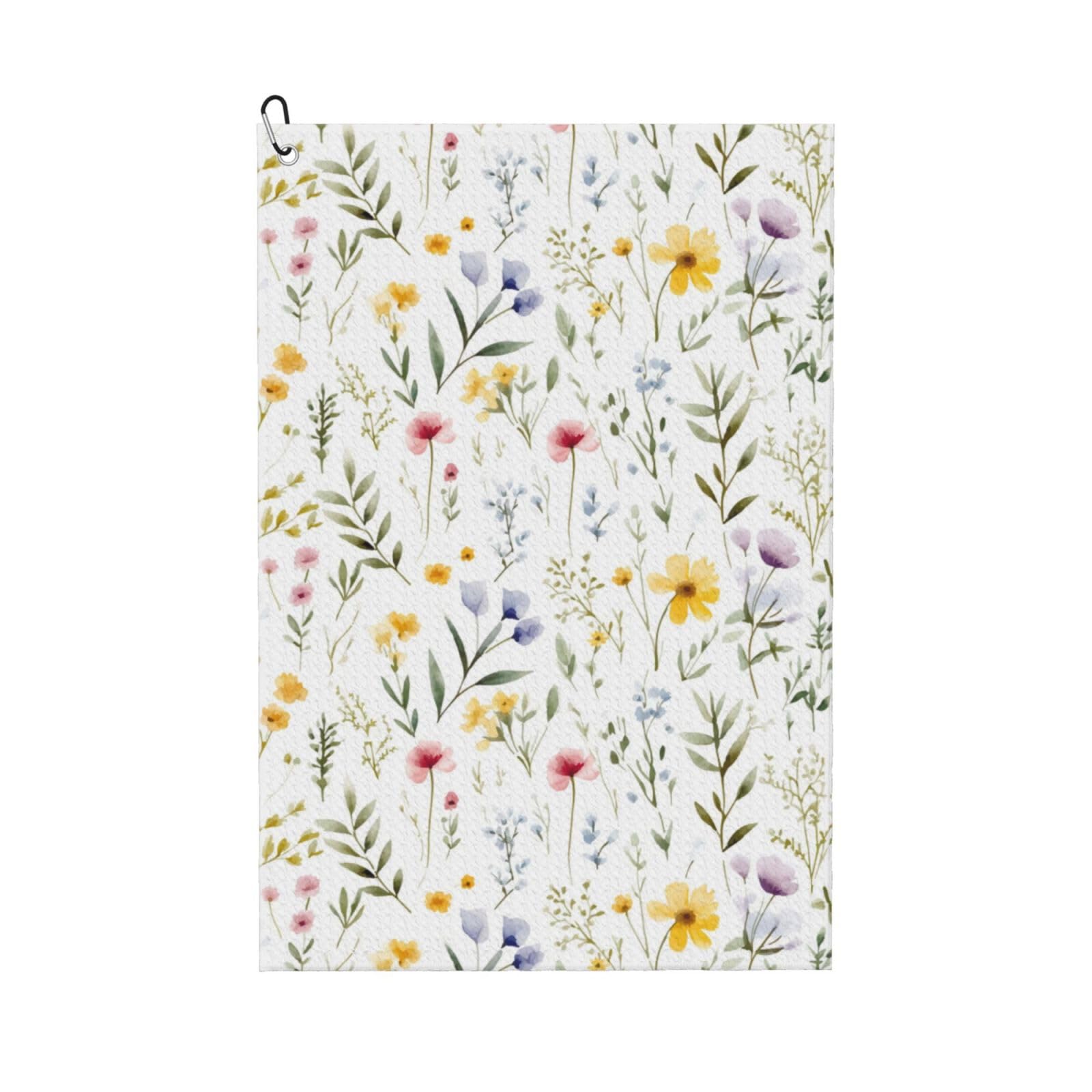 AOOEDM Watercolor Floral Print Golf Towel with Carabiner Clip Absorbent Microfiber Golf Towel for Cleaning Golf Ball Club Putter Iron for Golf Bag Trolly Belt Loop 16" X 24"