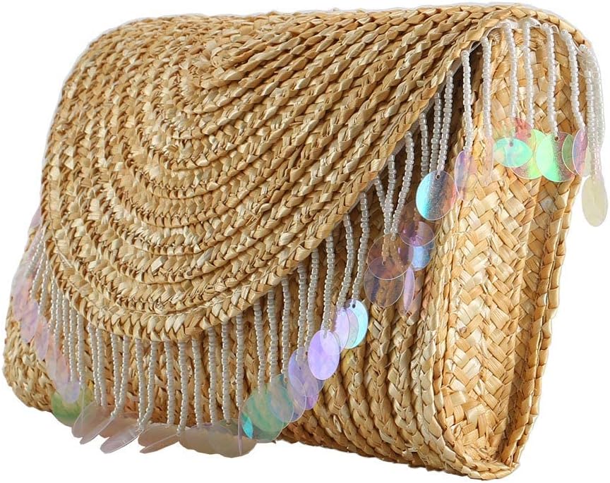 Women's Straw Clutch Purse Summer Beach Bags Envelope Wallet Woven Handbags