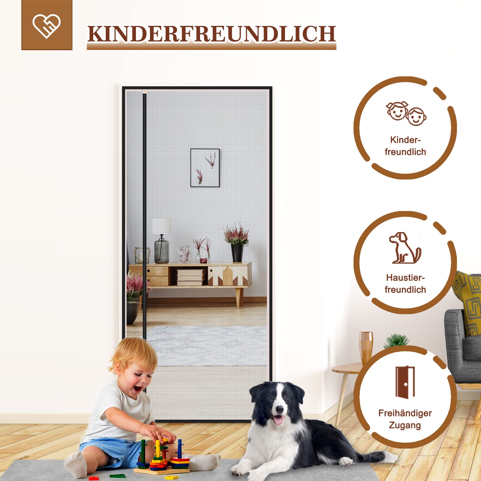 Yotache Fliegengitter Balkontür Magnet 90x200cm Fliegengitter Balkontür Seitliche Öffnung, Fliegengitter Tür Ohne Bohren für Schlafzimmer Kellertür Terrassentür, Schwarz