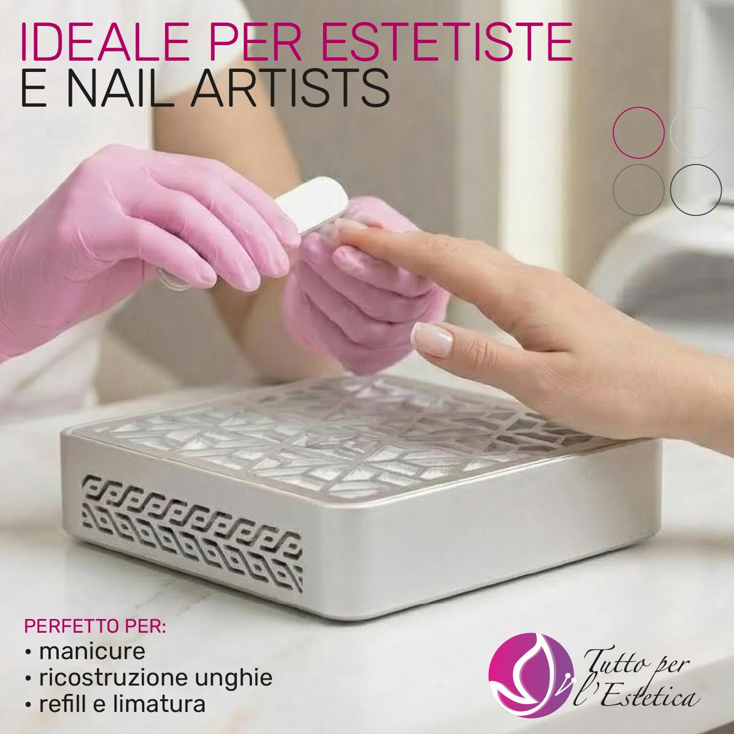 Aspiratore Unghie Professionale Ricaricabile con Display Digitale, Filtro Lavabile, Sicurezza Magnetica