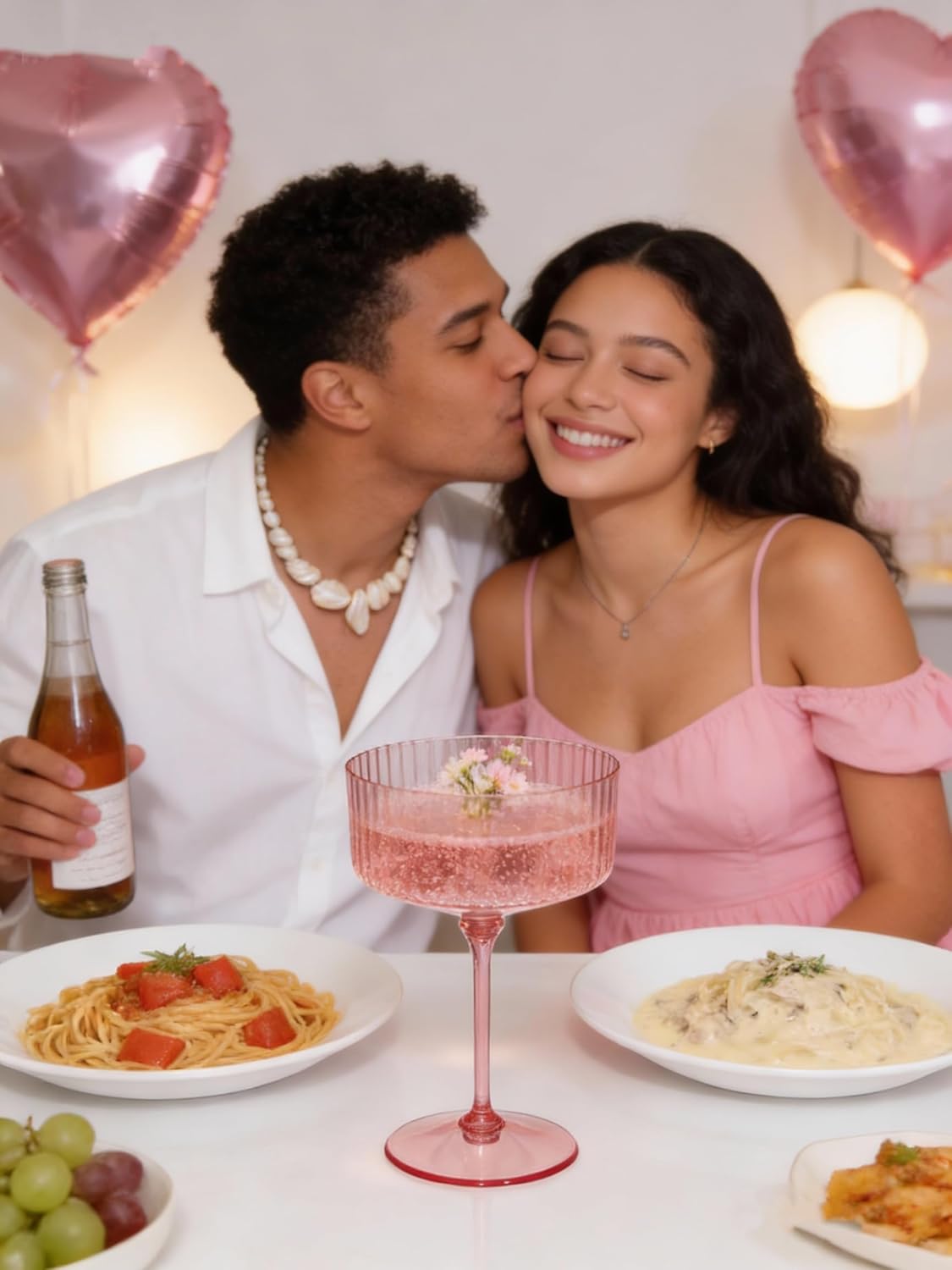 24Pcs Plastic Martini Glasses with Detachable Stems, 10oz Plasitc Ribbed Champagne Coupe Glasses Pink Martini Glasse Champagne Tower for Valentine's Day Wedding Bridal Shower Party Anniversary - Image 4