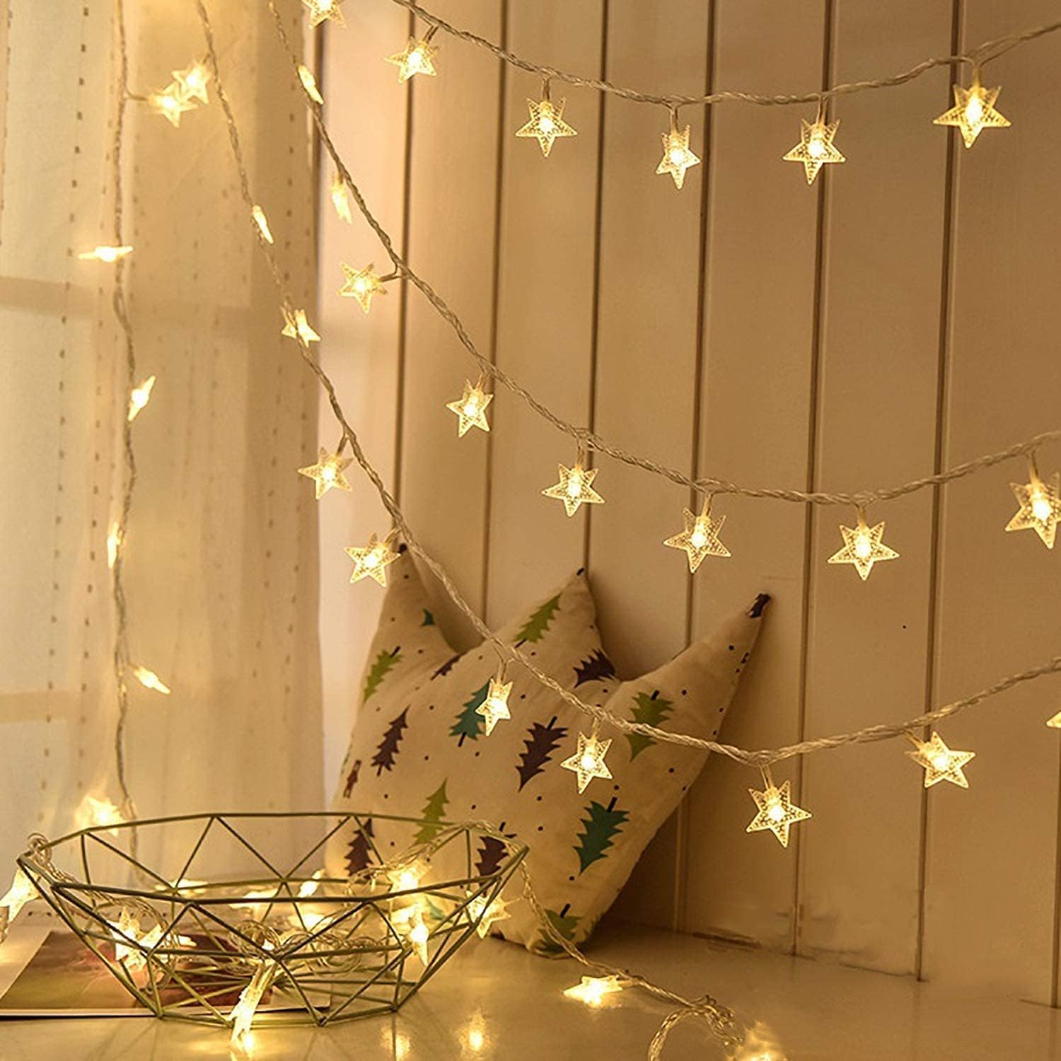 XERGY Star String Fairy 14 Led Lights Outdoor and Indoor for Home Decoration Light, Diwali Lights & Christmas,Party (Warm White,Corded Electric)