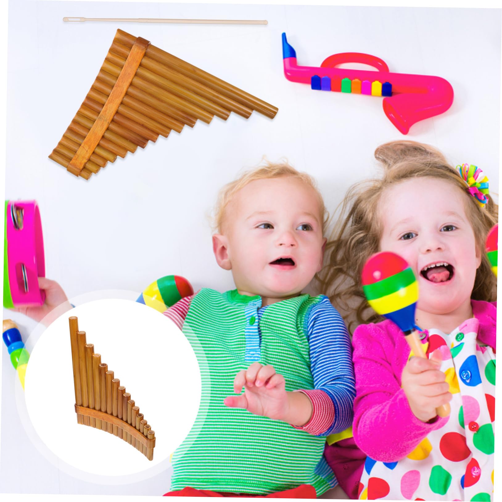 Gatuida Flauto di Pan Portatile a 15 Canne in Materiale Sintetico Tono G Medio Angolo Fisso, Leggero e Creativo, Adatto per Principianti e Ragazzo Ragazza nella Didattica Musicale