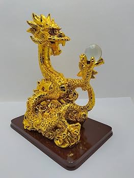 玉龍の置物 龍神 鳳凰 8 風水 5本爪 置物 ガラス 玉 恋愛 幸運 愛 お金 贈り物