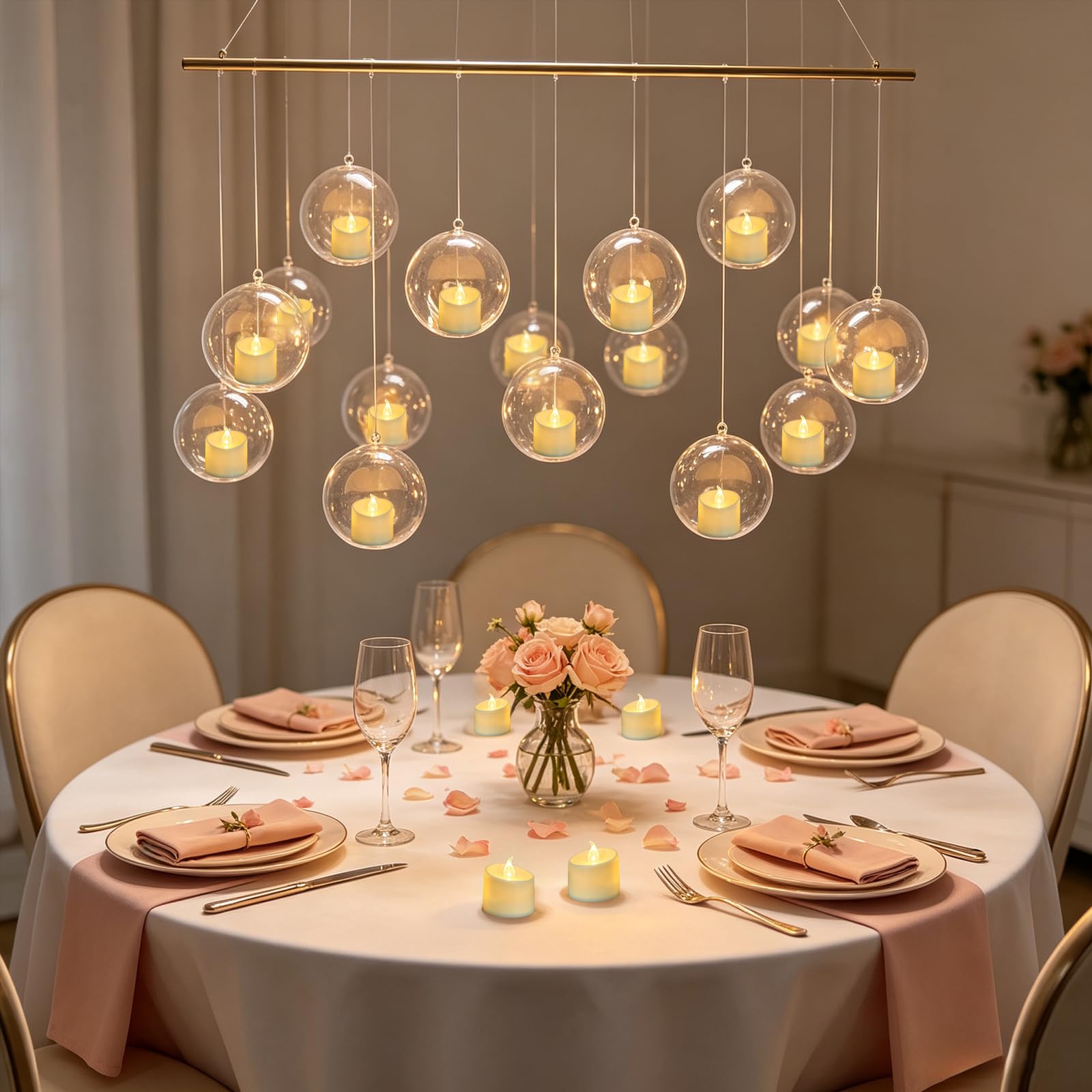 50 velas de té LED de llama brillante ultra realista, 200 horas, base marfil