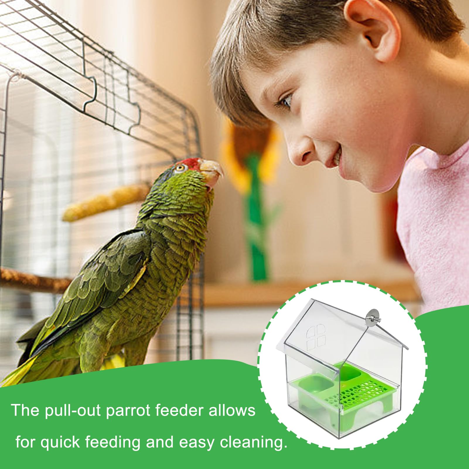 Sittichbadewanne für Käfig - 2 Stück Auszug Papageiens Vogelkäfig Futterspender | Hängende Vogelbadewanne mit Schublade | Sittich-Badetränke | Dekorative Klar Vogeldusche für Finken & Unzertrennliche