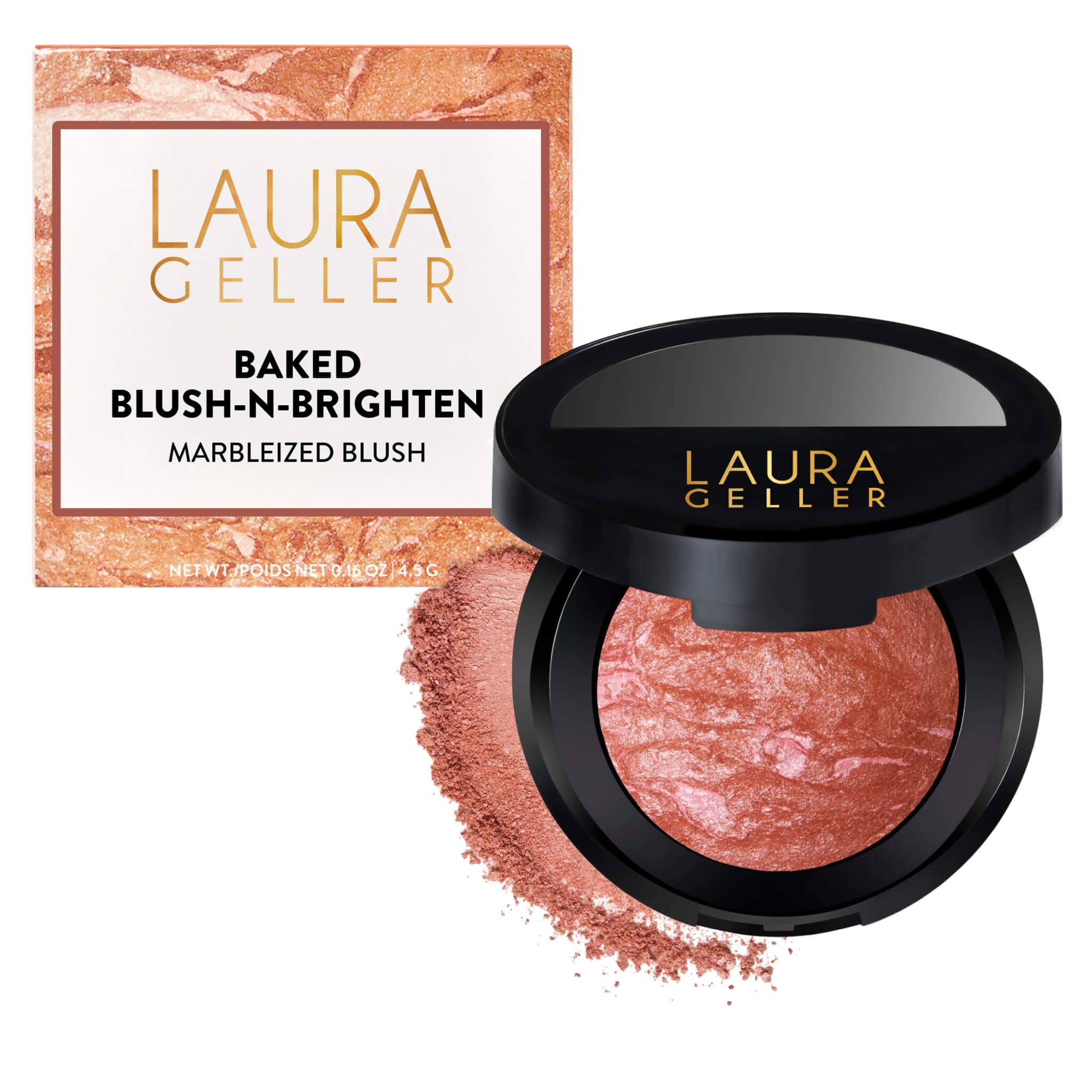 LAURA GELLER New York Baked Blush-n-Brighten Marbled Blush Powder, leichtes Creme-Rouge-Puder mit Satin-Finish für Ihr Make-up