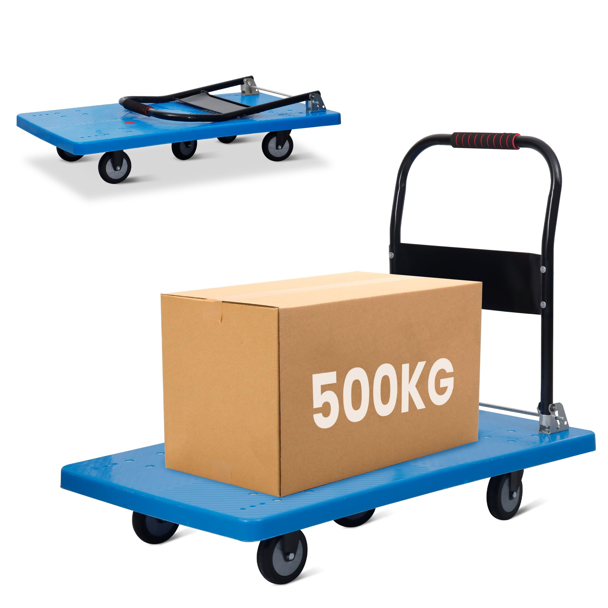 Robustt 500 Kg Heavy-Duty Foldable Platform Trolley (Blue) | Plastic Hand Truck with 360° Rotating Wheels & Cushioned Grip | Material Handling Cart for Home, Office, Warehouse & Industrial Use-image-43