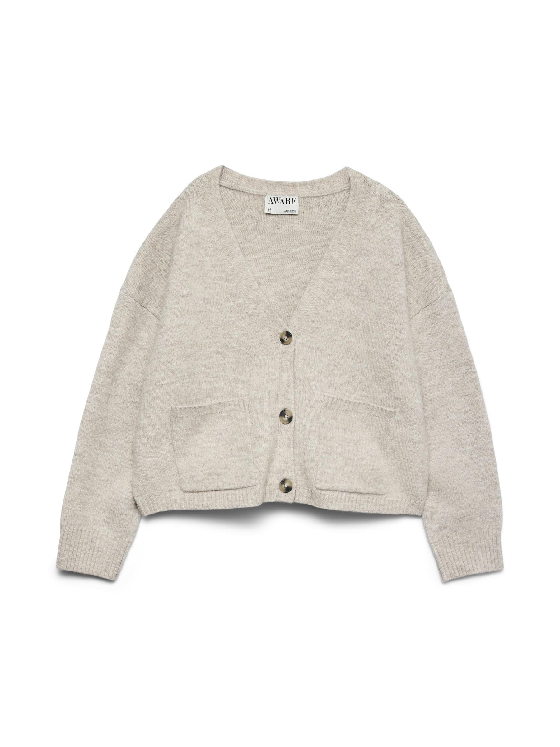 VERO MODA Women's Vmgemma LS V-Neck Knit Cardigan VMA Noos Cardigan, Plaza Taupe, S