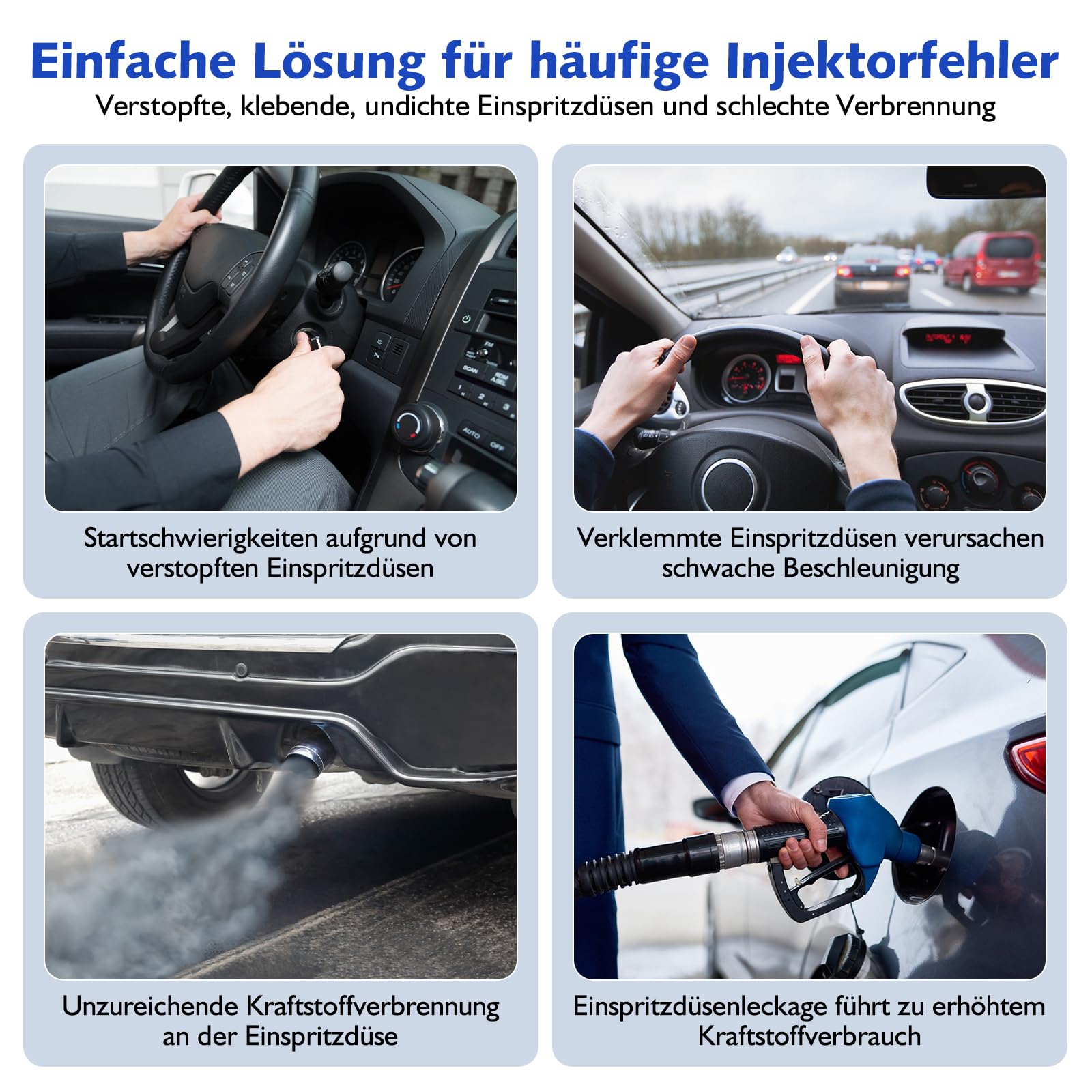 OBDResource Digitaler 5V/12V Diesel Benzin-Einspritzdüsen-Tester mit 5 Test-Modi und HD-Display, 2 Einspritzdüsen-Reiniger-Adapter