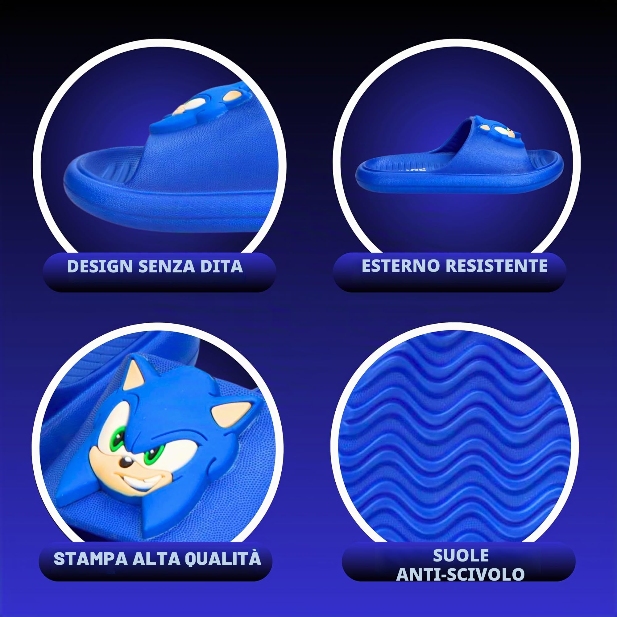 Sonic The Hedgehog Sandali per Bambino, Sandali Estivi Regalo per Ragazzi, Taglie EU 26 alla 33