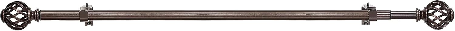 Decorative Window Curtain Rods with Finials, 66 to 120 Inches, 0.75 Diameter - Buono II, Symmetry Series - Lightweight & Easy to Install, Adjusts Telescopically to Fit Any Window by Achim Home Decor