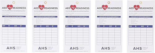 Miniatura 5 de American Hospital Supply Tarjetas de preparación para AED [Paquete de 1/5 tarjetas cada una] - Tarjeta de inspección AED para crear listas