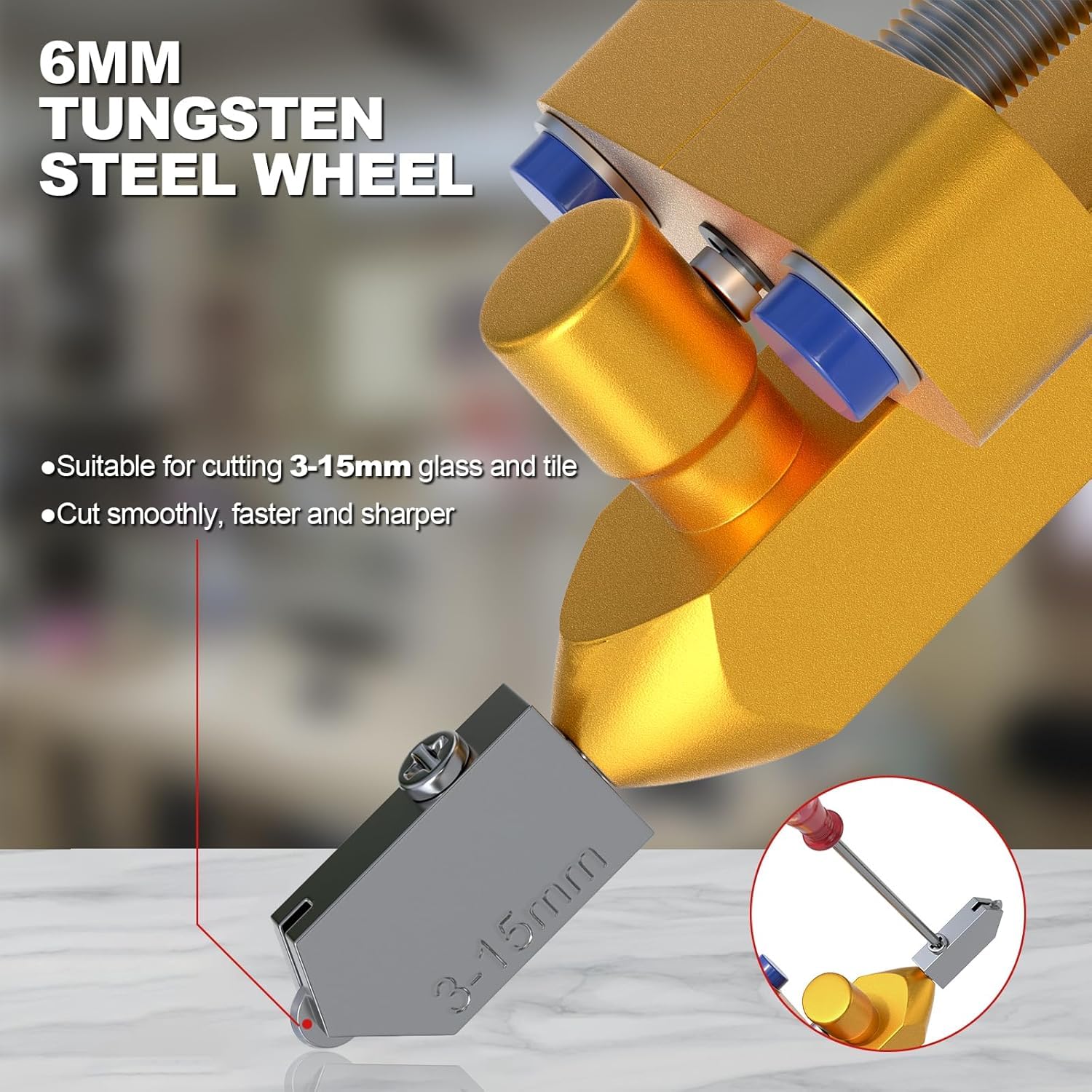 Tagliapiastrelle manuale, tagliavetro, utensile da taglio 2 in 1 con 3 lame in acciaio al tungsteno, 8 piedini di contatto per il fai da te di vetri per finestre, specchi, piastrelle e piastrelle smal