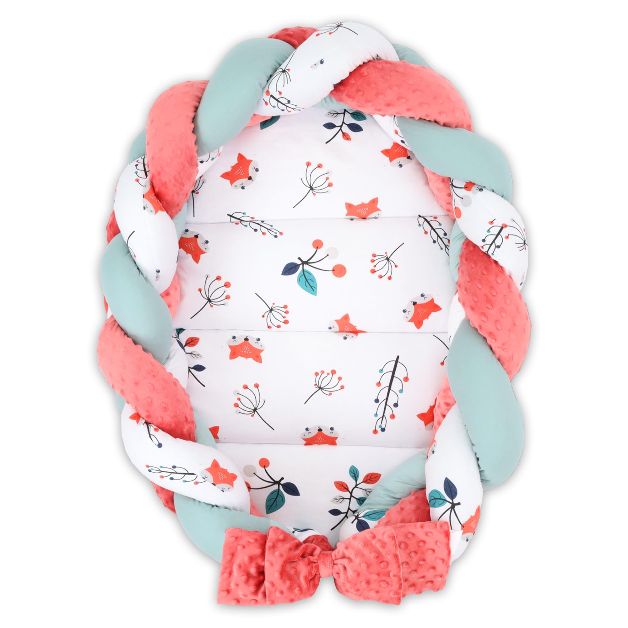 Nid d'enfant nouveau-né nid bébé 75 x 45 cm - nid câlin avec oreiller tresse ensemble pliable nid bébé double face lit bébé Renard