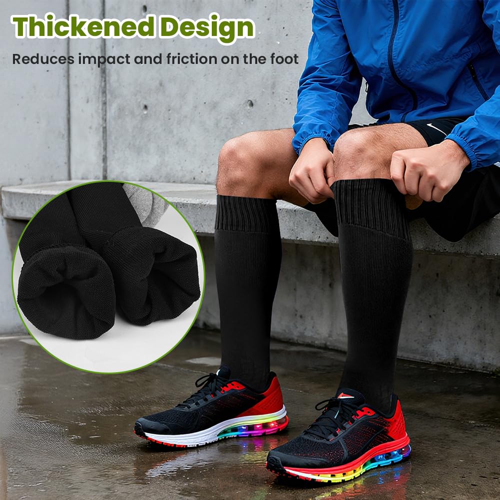 DiULi Calcetines de Futbol 2 Pares Medias Futbol Rojo y Azul Antipresion Compresion Socks Largos Deportivos