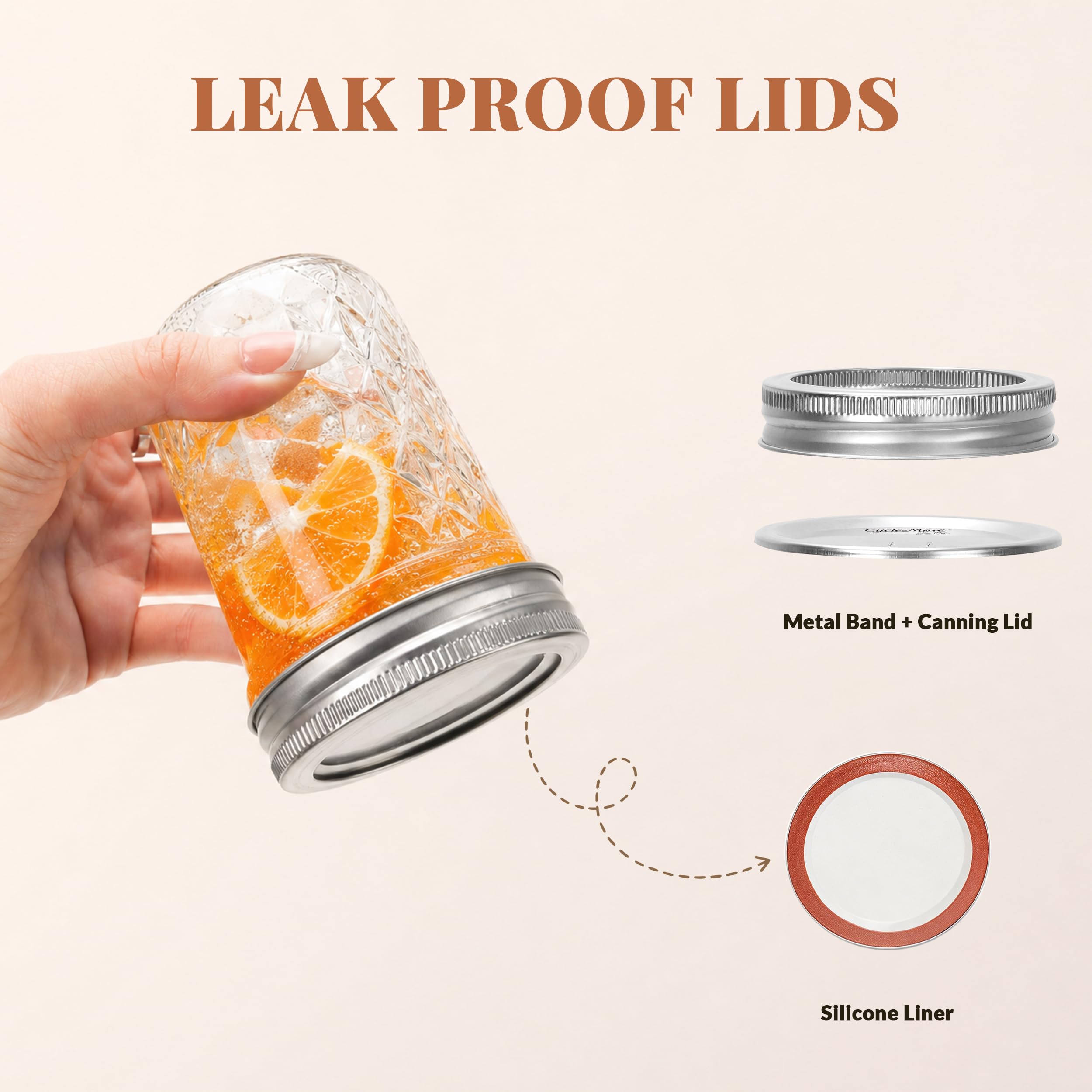 CycleMore Einmachgläser, 237 ml, 24 Stück, Einmachgläser mit luftdichten Deckeln und Bändern, ideal zum Fermentieren, Marmelade, Honig, Beizen, Hochzeit/Dusche, DIY-Dekorationen