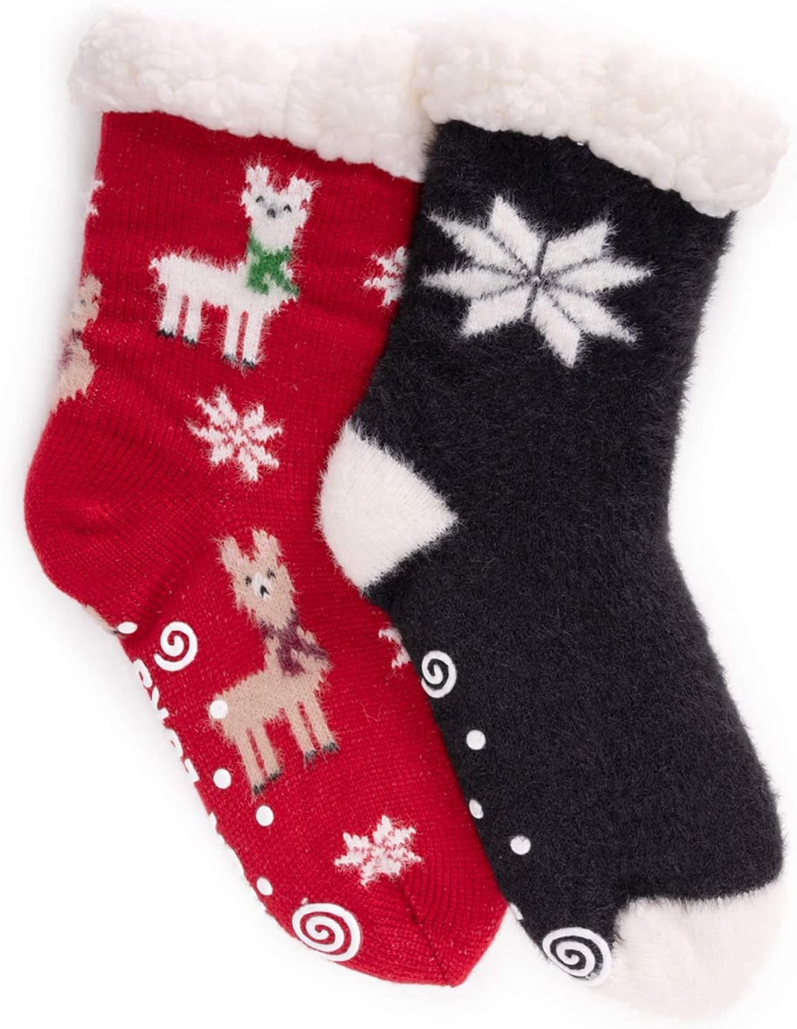 MUK LUKS Cabin Cozy Sock, 2 Pair, Red Llama, Black Star (L/XL) - Image 2