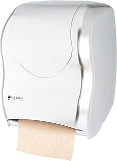 San Jamar Tear-N-Dry Summit Paper Towel Dispenser 1.5 Inch Core Rolls with Touchless Dispensing for Bathroom, Kitchens, Restaurants, and Cafeterias, Plastic, Silver