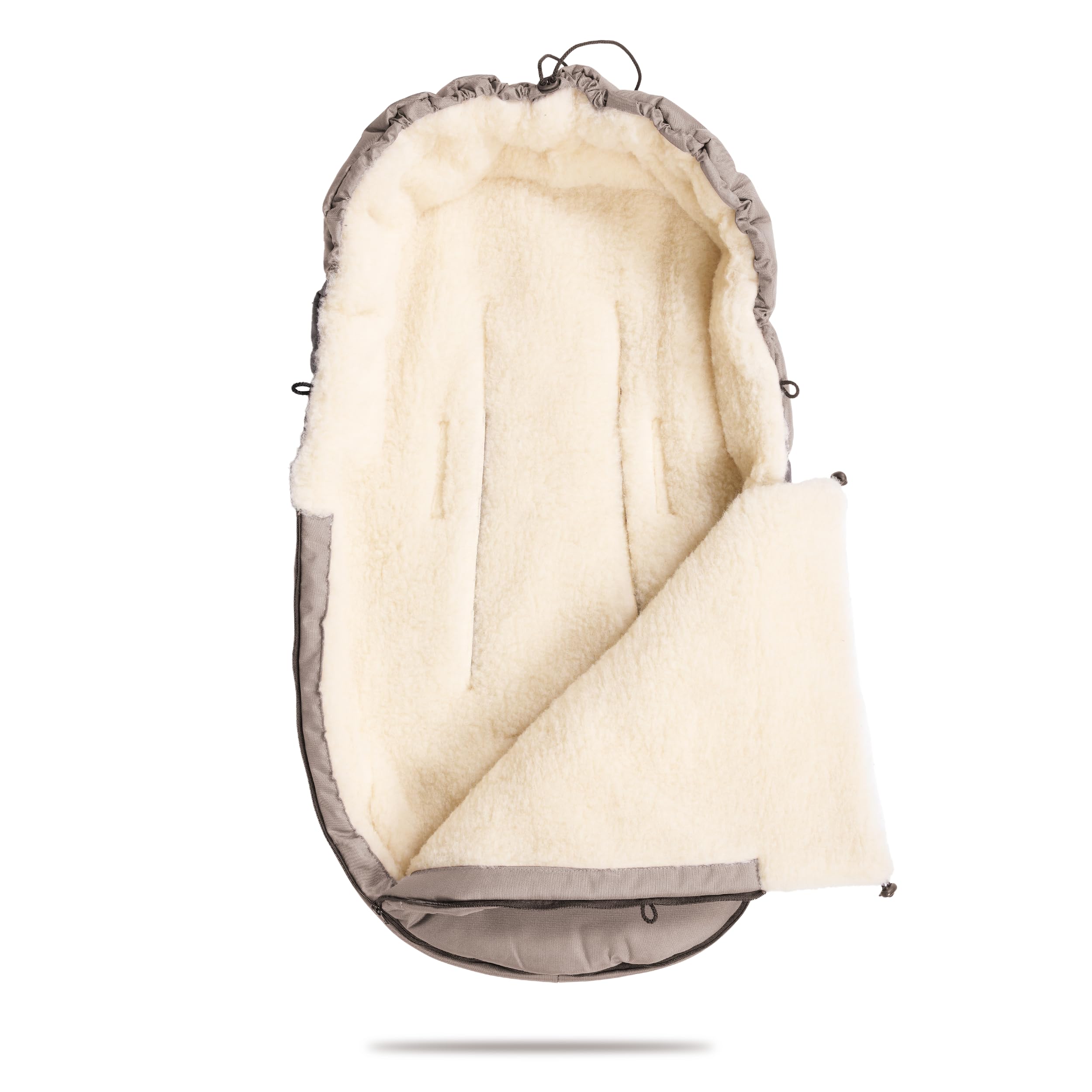 my junior ThermoWool 2in1 Fußsack 100% Schurwolle reflektierend wasserabweisend Naptime Latte