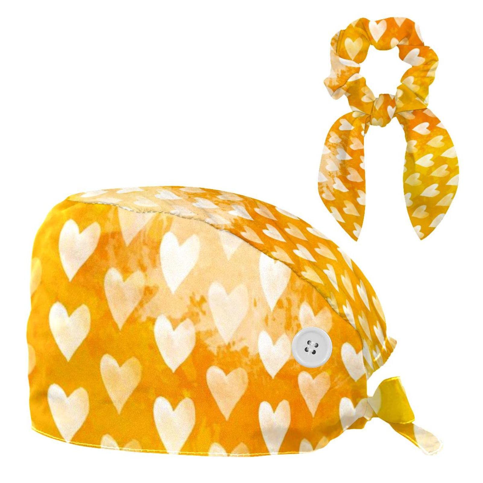 Bouffant Caps with Hair Tie Working Cap with Sweatband Tie Back Hats Nurse Hat Butterflies on White