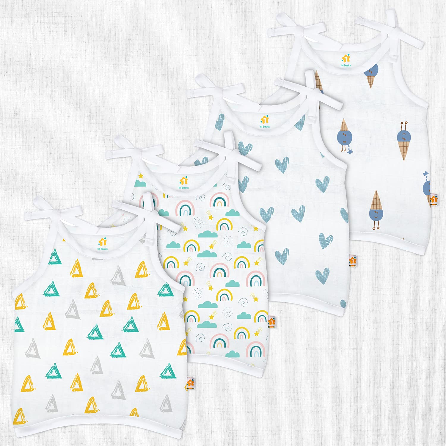 1ST STEP Knot Type 100% Organic Muslin Jhabla (White, Medium (3-6Months))-image-34