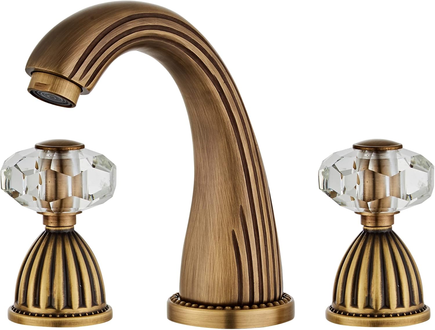 Crystal Knobs Bathroom Faucet 3 Holes Two Handles Lavatory Vanity Sink