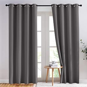 NICETOWN Blackout Curtains 2 Panels - Thermal Insulated Curtains 84 Inch Long,Room Darkening Grommet Curtains for Bedroom Living Room Windows (52 by 84 Inches,Grey,Set of 2)