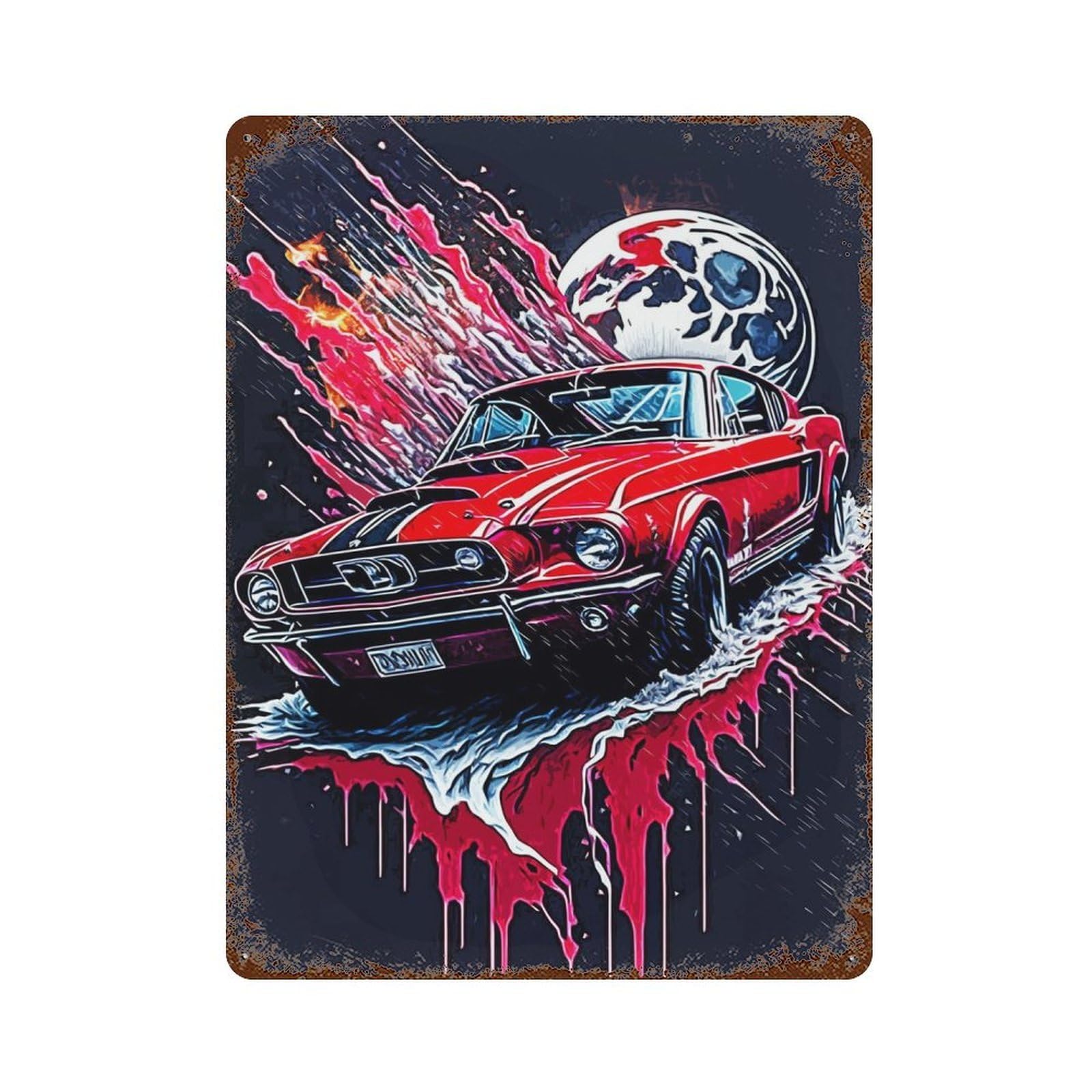 The Blood Car on Game Retro Metal Sign 15.7"x11.8", for Pub, Kitchen And Man Cave Decor, Industrial Home Decor