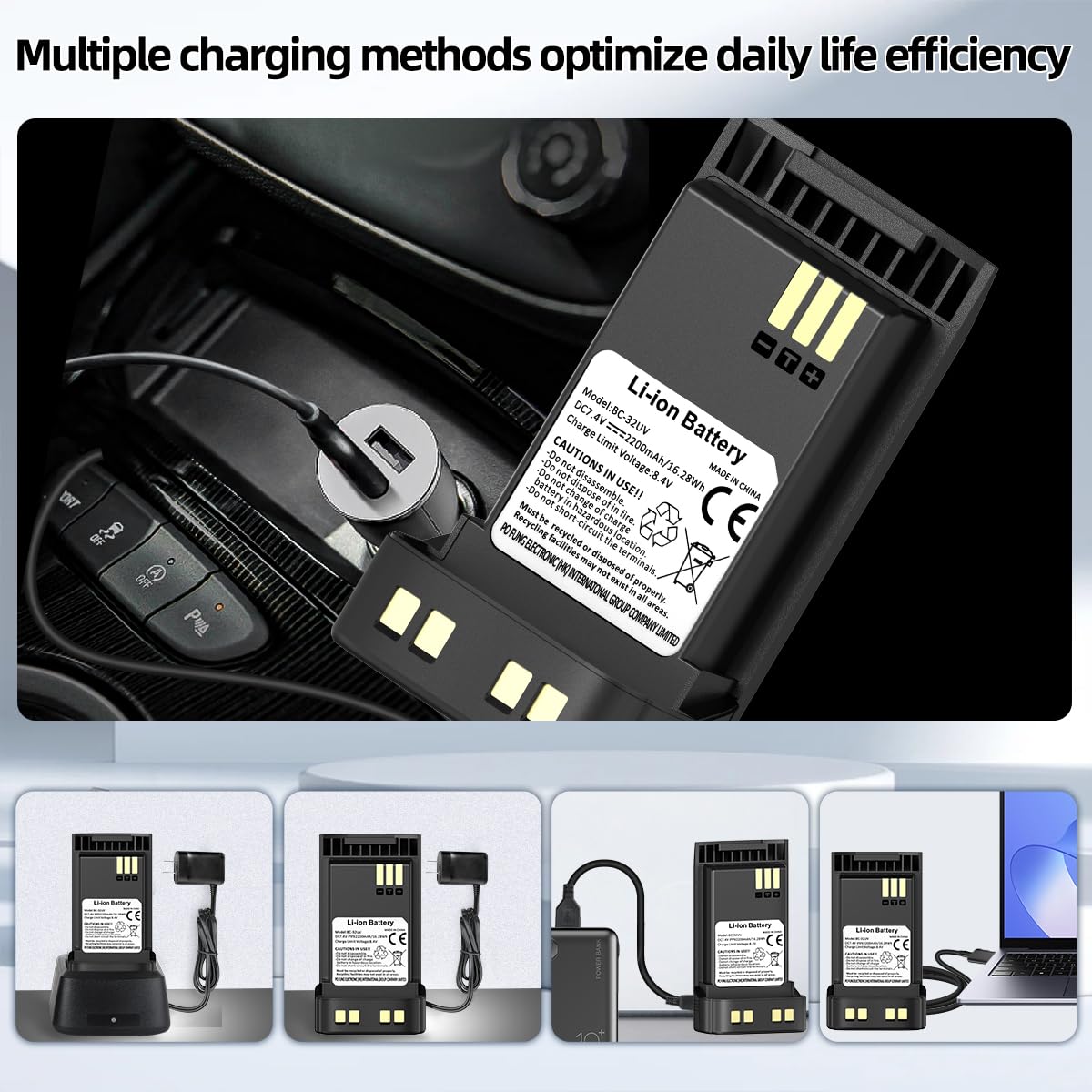 BAOFENG UV-32 Radio Battery 2500mAh USB-C Charging Rechargeable Battery Compatible with UV-32 DM-32 Walkie Talkie High Capacity with Type-C Charging Cable,1Pack