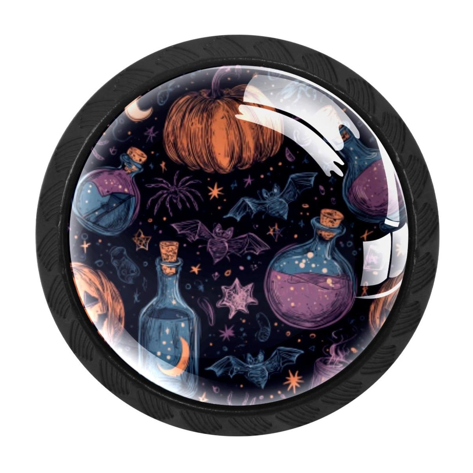 CHENZZZZ 4 Pieces Helloween Kitchen Cabinet Knobs Drawer Knobs Dresser Knobs Black Knobs Drawer Pulls Dresser Drawer Handles Knobs for Dresser Drawers