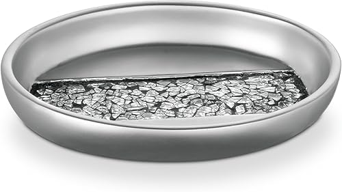 Miniatura 9 de Creative Scents Dispensador de jabón líquido de mosaico plateado para baño, dispensador de loción decorativo, dispensador de jabón para encimera