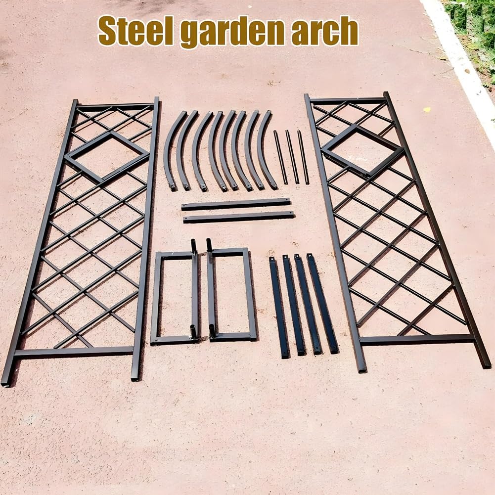 Wytrzymały łuk ogrodowy na rośliny pnące, róże, winorośl, zagęszczony metalowy altana, dekoracja ślubna, łuk pergola na trawnik, patio 1,40 m, 1,80 m, 2,0 m, 2,20 m, 2,40 m, 2,40 m, czarny, 2