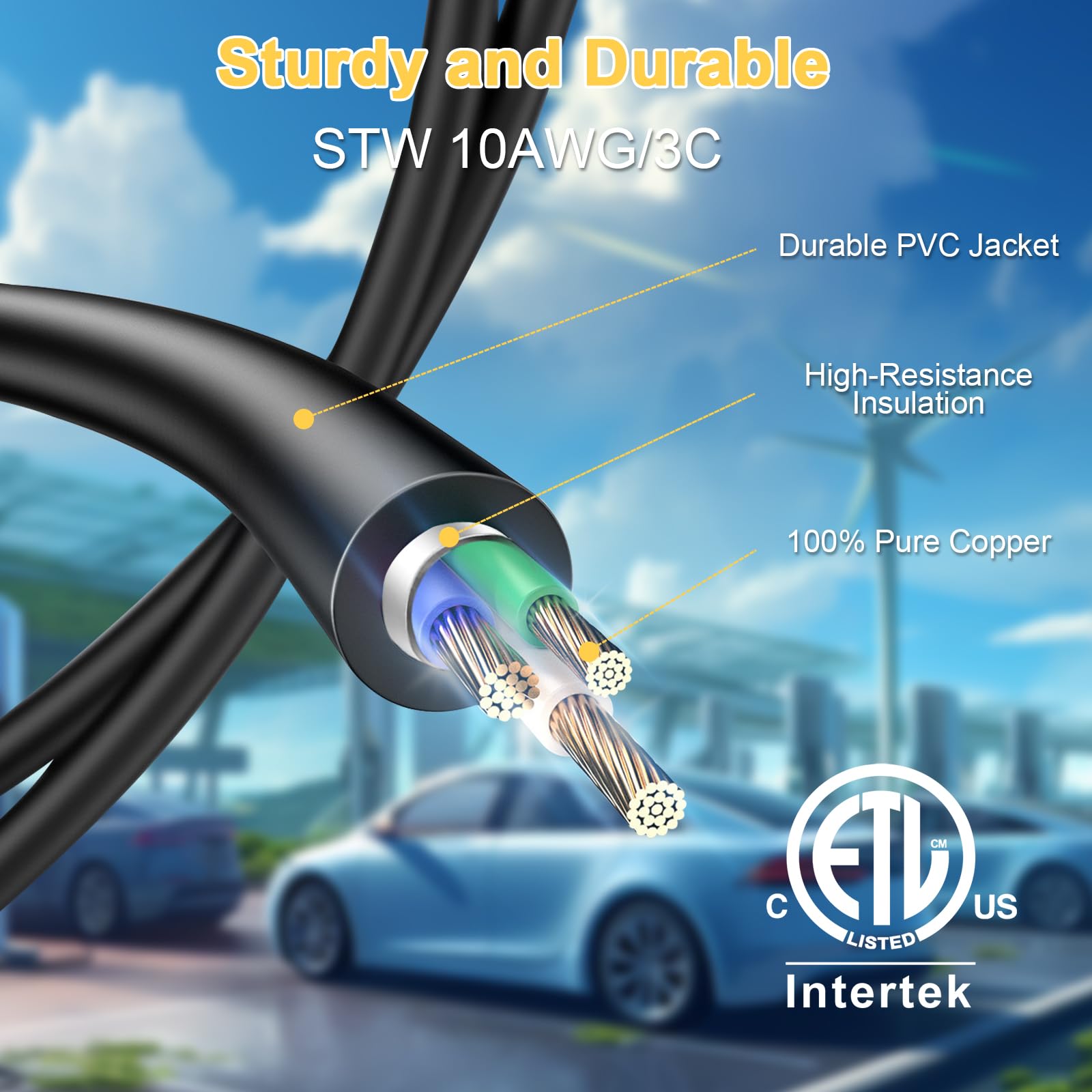 Cable adaptador de cargador EV de 10 pies compatible con NEMA 10-30P a 14-50R, secadora de 3 clavijas de 30 amperios a 50 amperios y 4 puntas EV para carga Tesla o EV nivel 2