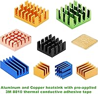 Vista 5 de 78 unidades de disipador de calor Raspberry Pi 4b, disipador de calor de aluminio Raspberry Pi con cinta adhesiva conductora térmica para Raspberry