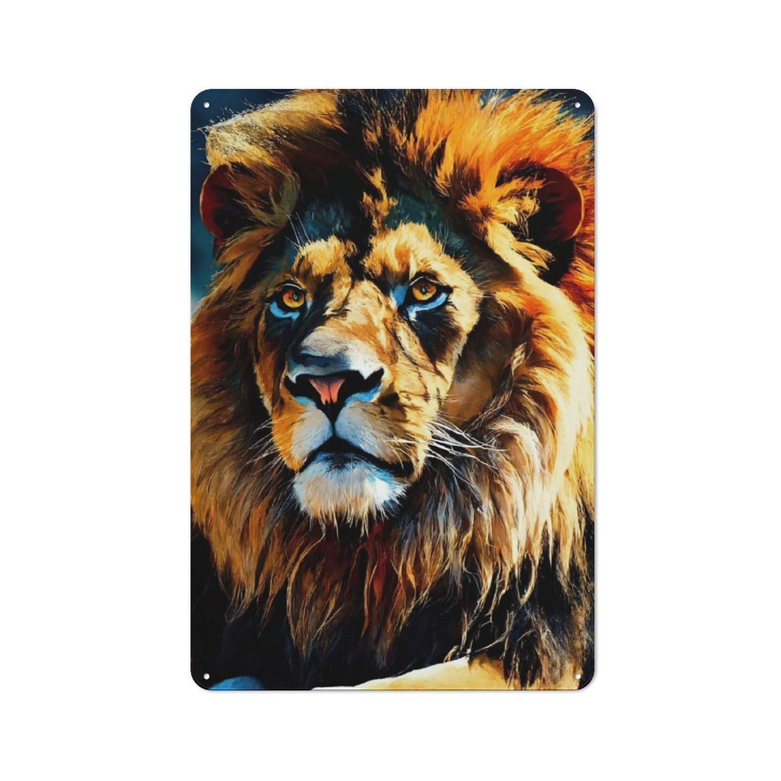 Junmoney Majestic Lion Portrait Retro Metal Sign 30X20cm For Garden Room Or Summerhouse, A Decorative Christmas Gift For Summerhouse Decorators