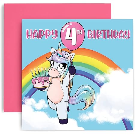 Happy 4th Birthday Granddaughter Unicorn Amazon.com : Huxters Magical Unicorn 4Th Birthday Card For Girl - Happy  Birthday Card For Young Girl, Girls Birthday Cards For Her, 14.8Cm Square  Card Perfect For Daughter Niece Granddaughter Kids Children (