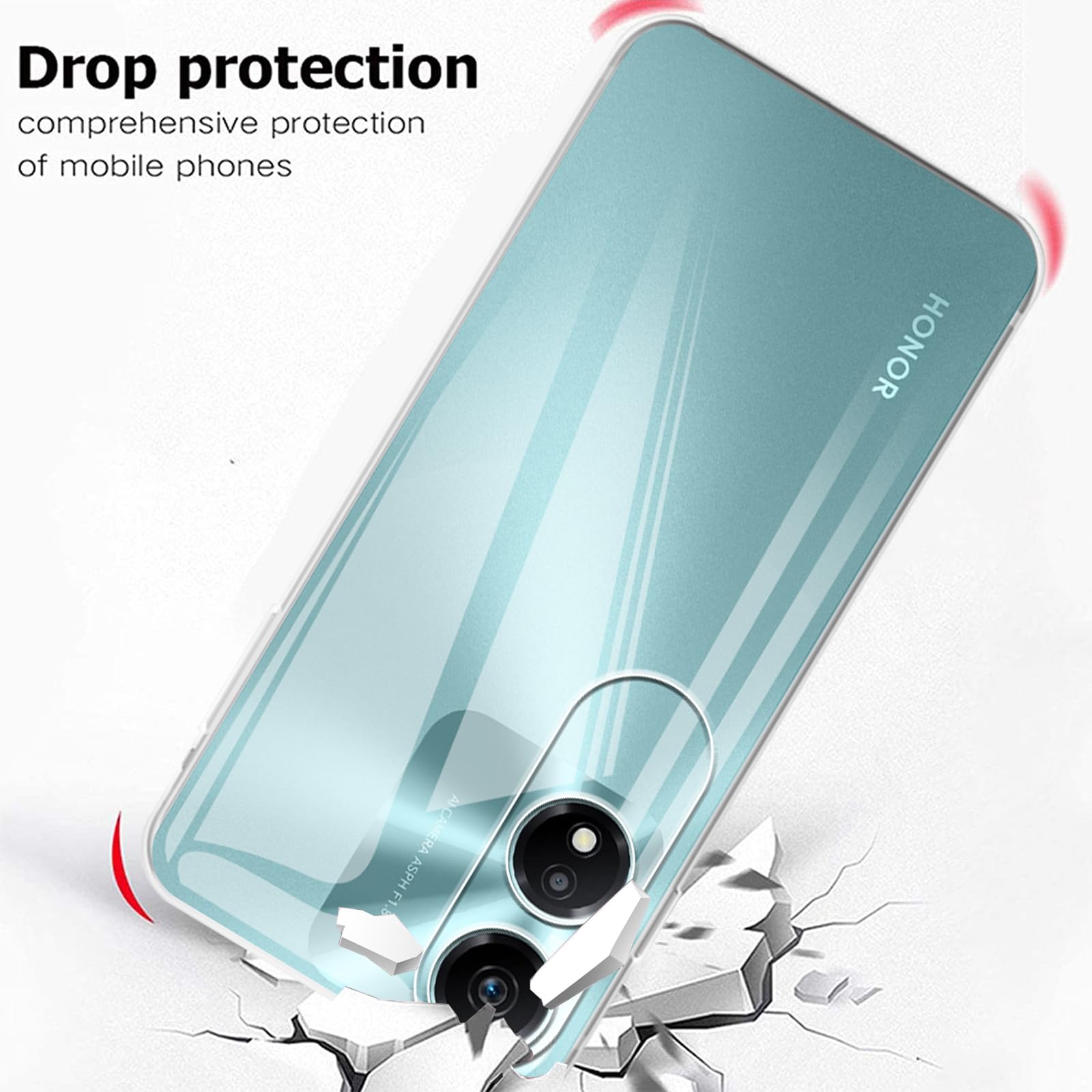 Cover per Honor X5 Plus + [3 Pack] Pellicola Vetro Temperato, (E7C