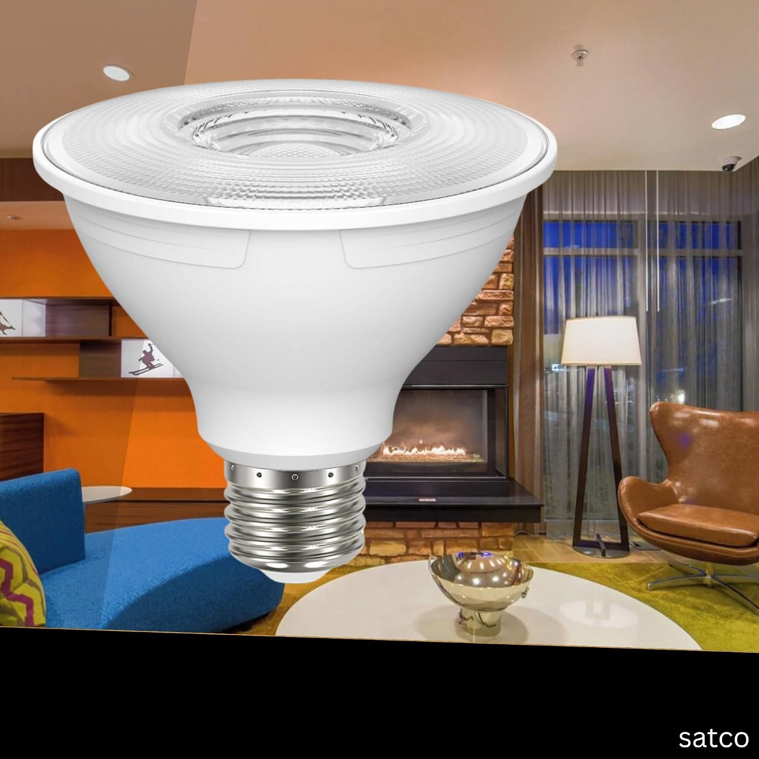 Satco LED PAR30S Lamp 8.5W 75W Equivalent 3000K Soft White 90+ CRI 40° Beam Angle Dimmable Medium Base 120V Clear Finish – Part S22212 (6 Pack)