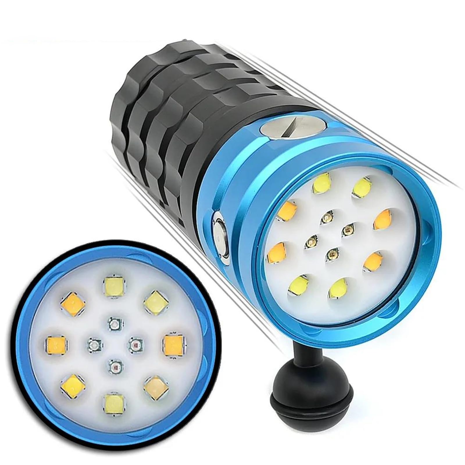 Torcia Subacquea 25000 Lumen Subacqueo 100M Fotografia Tattico Diving Light Video Video, IPX8 Impermeabile ARA Luce Subacquea, Torcia Sottomarina Di Piccole Dimensioni,Nero
