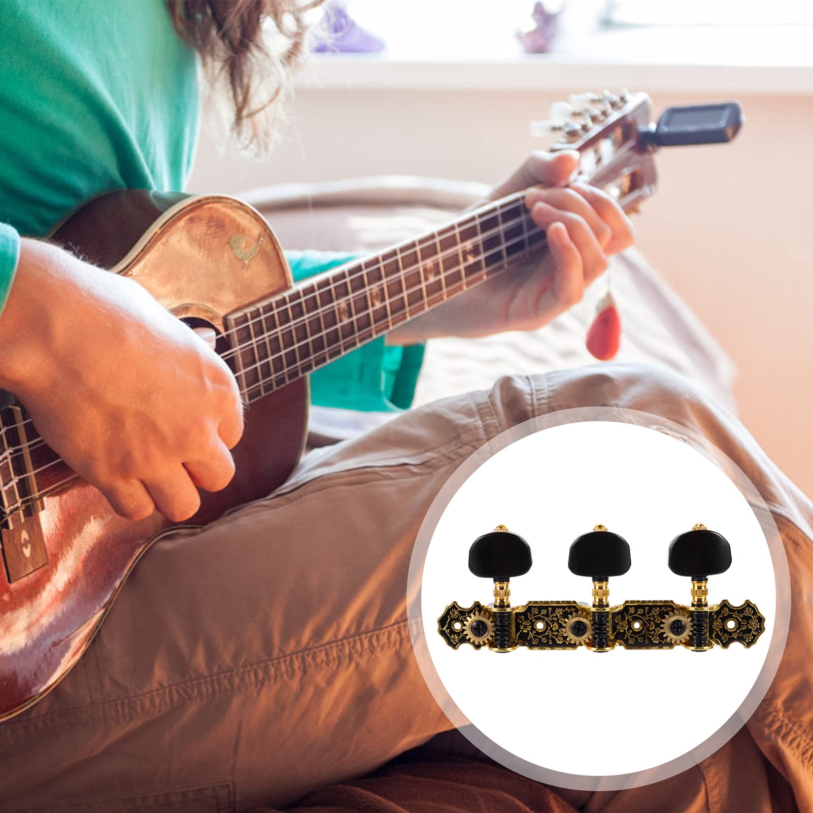 ifundom 2paare Klassische Gitarren-stimmmechaniken Einstellbare Tuning-pegs Langlebige Gitarren-tuner Mit Retro-muster Für Akustische Gitarre