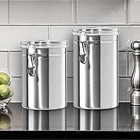 Vista 2 de Frasco hermético Oggi de acero inoxidable con tapa transparente y cierre de sujeción, Plateado