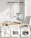 monTEK Heavy-Duty Monitor Arm for 17-57" Ultrawide, 59.4 lbs, White | Pneumatic lift, quick-release VESA 75/100 plate, full motion, clamp/grommet bases and hidden cable routing