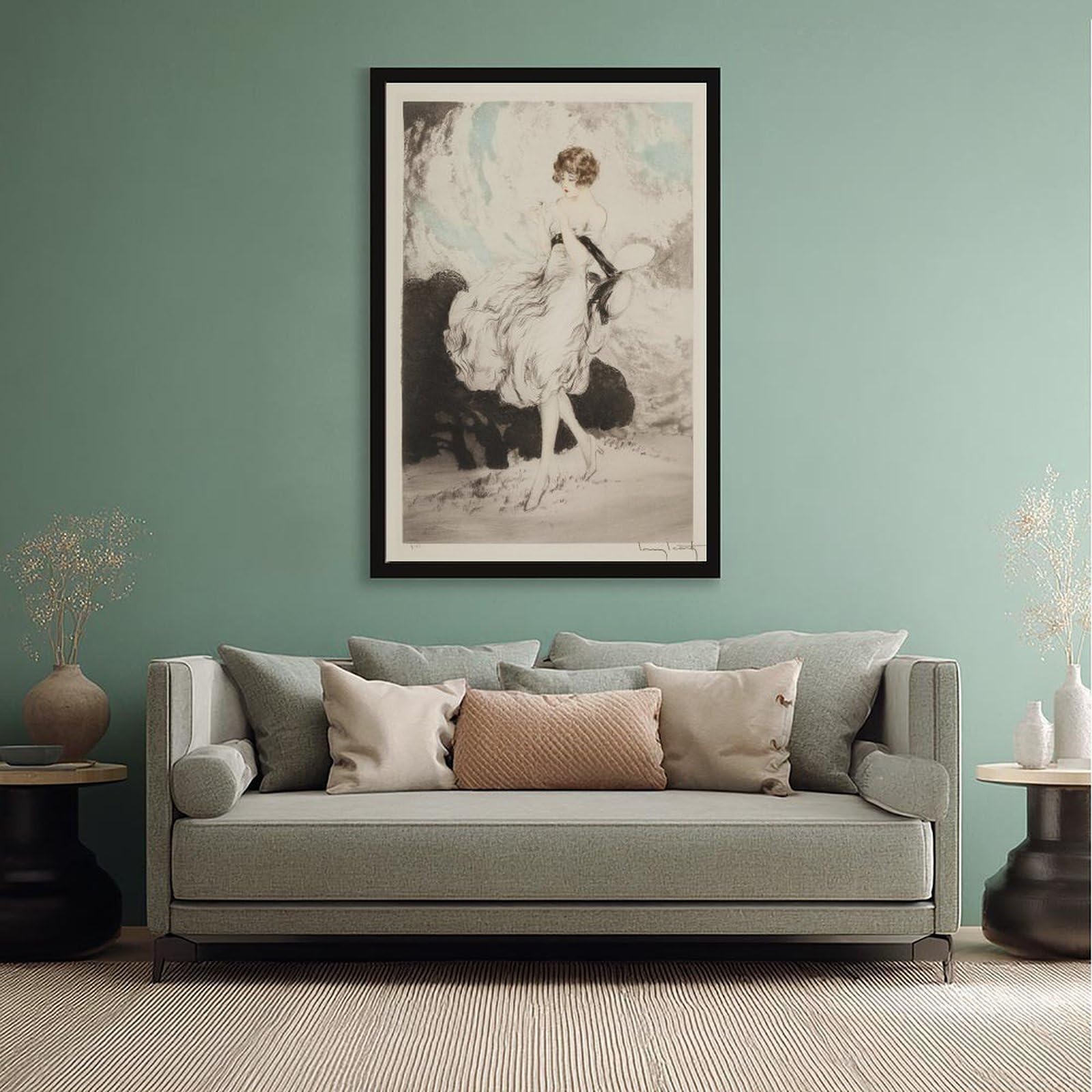 WCYB Lillies by Louis Icart – Vintage Art Deco wytrawianie nadruk, romantyczna moda ilustracja ścienna - Etsy Tajwan (a8b58862) wydruki plakaty płótno deco farba