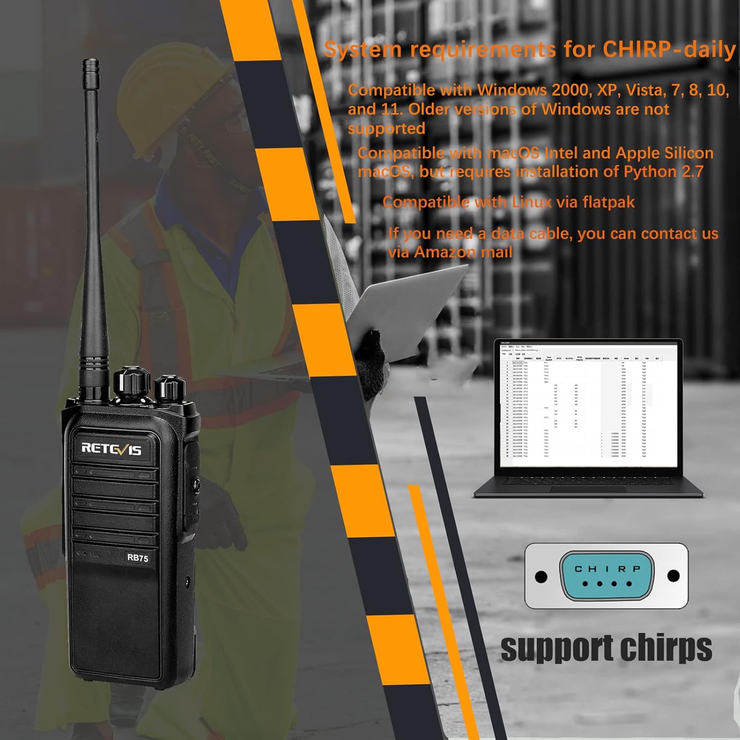 Retevis RB75 Walkie Talkies Long Range, 30 Channels, GMRS Radio,IP67 Waterproof Walkie Talkies, 4500mAh Battery, VOX, Rugged, Repeater Capable for Farm School Construction Emergency Use (4 Pack)