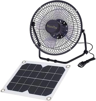 Solar Ventilator 5.2W USB Solar Panel Powered Portable Fan for Cooling Ventilation Outdoor Home Travelling Chicken House Car Ventilation System 8 Inch