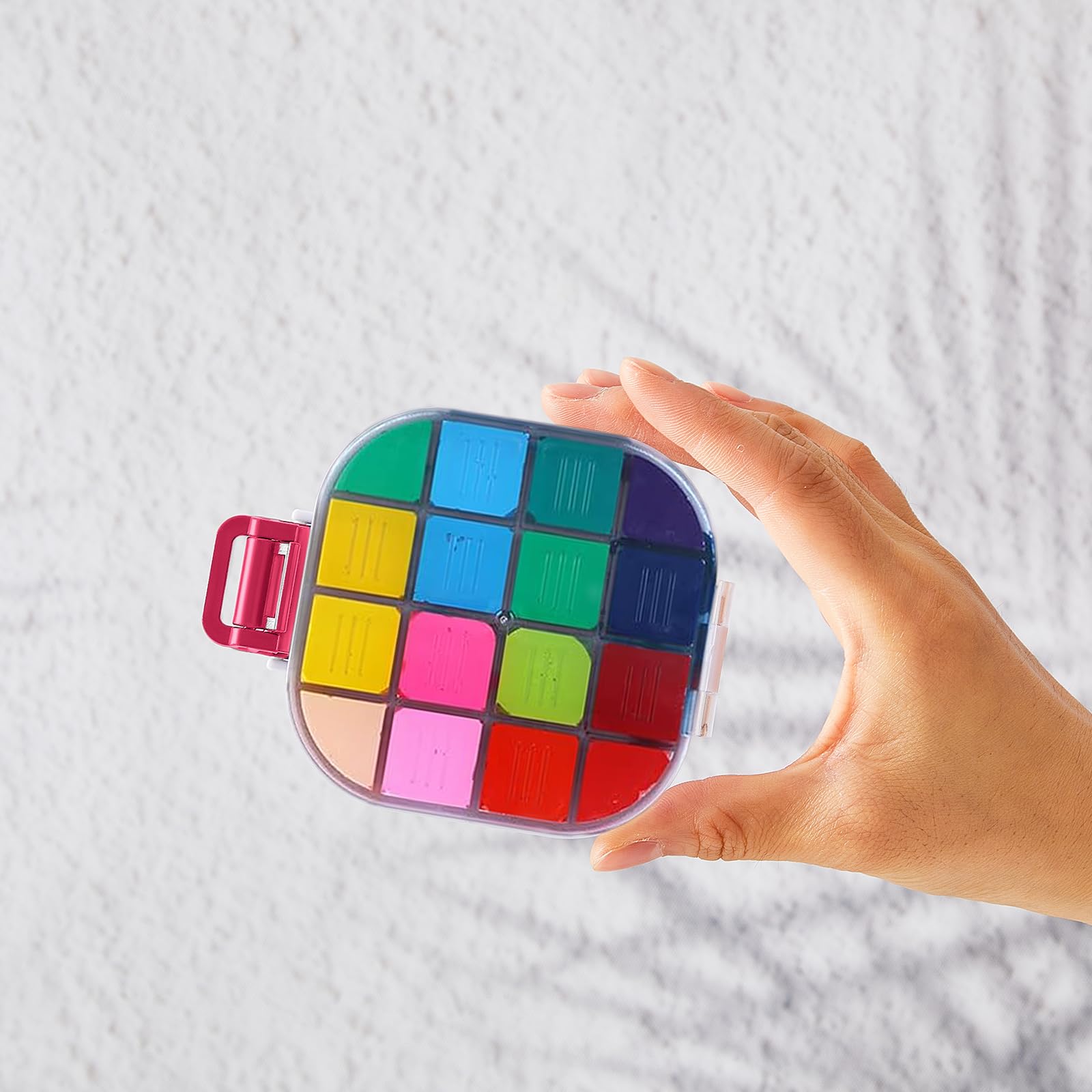 Yeaqee Lot de 4 palettes de peinture hermétiques à 16 emplacements avec couvercle - Rangement vide pour aquarelle, gouache, peinture à l'huile - Fournitures cadeaux pour la rentrée scolaire (rouge)