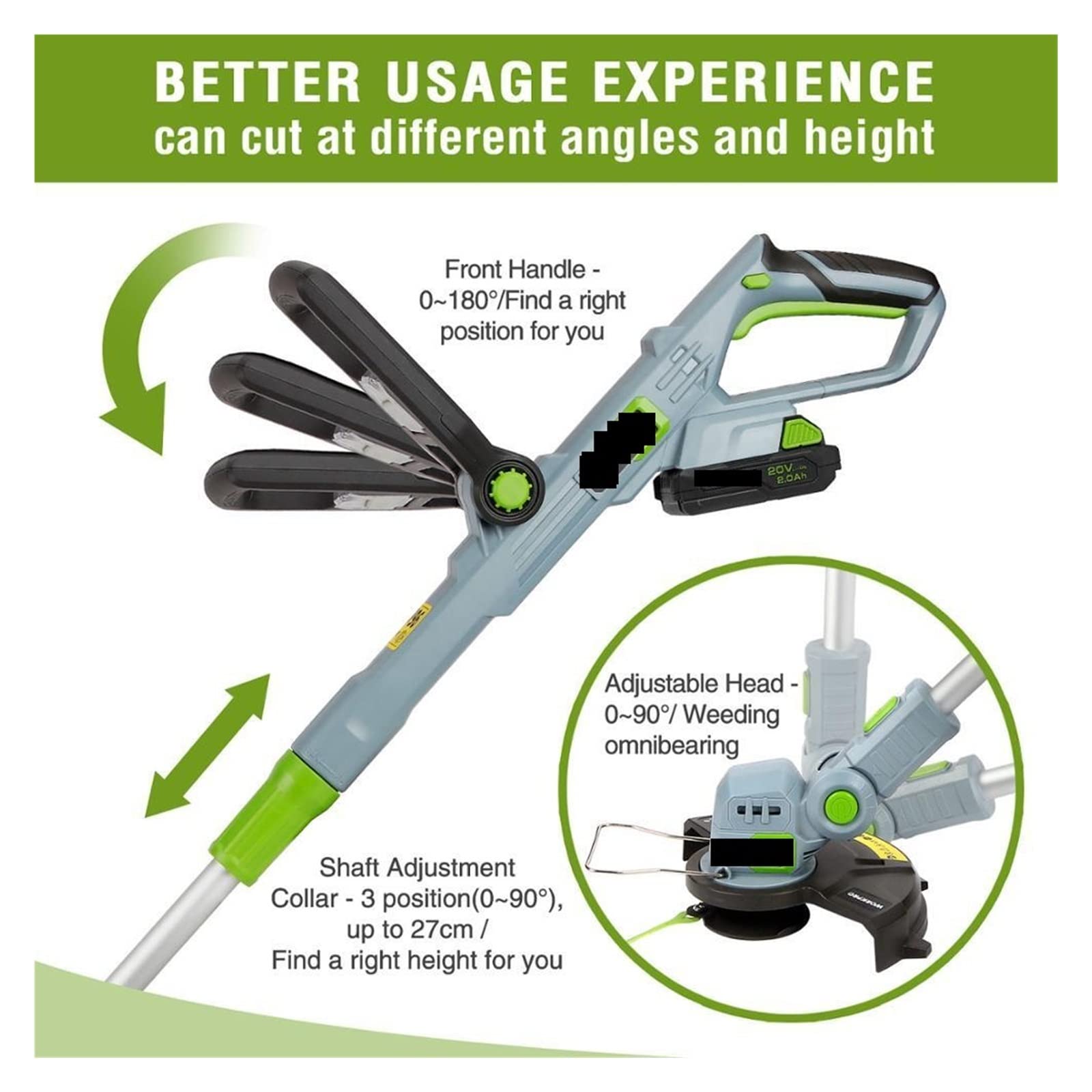 Cortasetos, Cortador de poda de jardín Tools20V Cortacésped eléctrico Cortacésped inalámbrico Cuerda de liberación automática con 20 cuchillas de repuesto