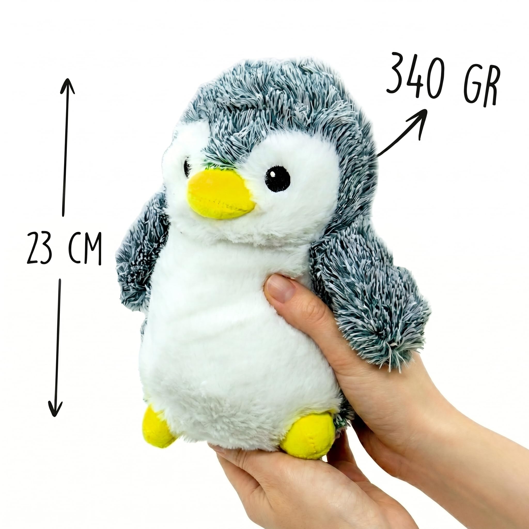 Bouillotte Micro-Ondes en Peluche Pingouin (23 cm) | Doux et Chaud, Doudou Éléphant à Câliner avec Sachet de Graines Amovible pour un Moment de Bien-Être