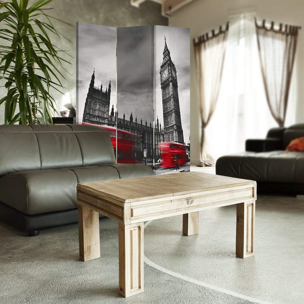 Paravent intérieur Big Ben Réversible Noir et Blanc 110x150 cm
